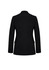 A black longline blazer with a tailored fit, featuring long sleeves and a sleek design, viewed from the back.