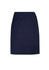 A navy women's skort featuring a side button detail and a clean, structured design.