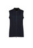 A sleeveless black vest featuring a zip front and a subtle texture, designed for women's wear.