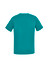 A teal men's V-neck scrub top with short sleeves and a plain back design. It features a logo.