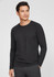 A long sleeve men's performance tee in black, featuring a crew neckline and a fitted design. Logos are present.
