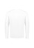 A white long sleeve men's performance tee, featuring a plain design and a branding logo.