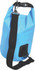 Aqua dry bag in light blue, featuring a black strap and clip, designed for waterproof storage.