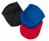 A set of three frisbees in black, blue, and red, featuring a smooth surface and a logo on one.