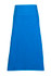 A long azure apron made of 100% cotton canvas with a front pocket and a plain design.