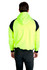 A men’s shoulder contrast hoodie in high visibility yellow with black panels on the shoulders, featuring a hood.