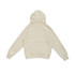A beige women's cotton hoodie with a kangaroo pocket and a hood, featuring a standard fit.