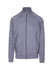 A grey heather jacket featuring a zip closure and side pockets. It has a logo on the front.
