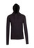 A black unisex FUSION T-shirt hoodie with long sleeves and a hood, featuring a simple design.