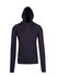 A black men's/unisex hoodie with long sleeves and a drawstring hood, featuring a logo.