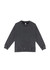 A grey stone wash sweatshirt with long sleeves and a round neckline, featuring a logo.