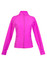A women's nylon/spandex jacket in a vibrant pink colour with a zip-up front and long sleeves. Features include side pockets and a logo.