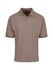 A short-sleeved, men's polo shirt in a muted brown colour, featuring a collar and a logo on the front.