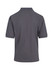 A grey men's cotton pigment dyed polo shirt with a classic collar and short sleeves, featuring a logo.