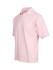 A light pink men's cotton pigment dyed polo shirt with a collar and short sleeves. Features a logo on the chest.