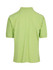 A light green men's cotton polo shirt featuring a collar and short sleeves, with a logo on the back.