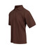 A brown men's cotton polo shirt with short sleeves and a collar. It features a small logo on the chest.