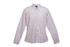 A light pink long sleeve button-up shirt with a collar, featuring a logo on the label.