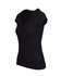A black women's Hanley T-shirt with short sleeves and a V-neck design, featuring a small button detail.