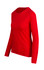 A long sleeve women's T-shirt in bright red, featuring a classic round neckline and a fitted silhouette.
