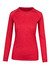 A red long sleeve t-shirt for women, featuring a heathered texture and a round neckline.