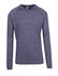 A navy heather long sleeve T-shirt with a round neck and raglan sleeves. It features a logo on the label.