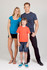 A group of three people wearing T-shirts: a blue shirt, an orange shirt, and a navy shirt, set against a neutral background.
