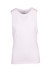 A white women's combed cotton tank top with a round neckline and no sleeves, featuring a logo.