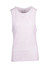 A women's sleeveless tank in light grey, featuring a round neckline and a subtle logo.