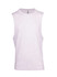 A white unisex combed cotton tank top with a sleeveless design and a branding label.