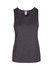 A women's singlet in a dark grey shade made from 100% polyester, featuring a simple design and a logo.