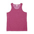 A pink men's singlet made of 100% polyester, featuring a simple design and a logo on the label.