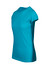 A women's athletic T-shirt in teal, featuring a fitted design and short sleeves. It includes a logo.