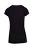 A black women's athletic T-shirt with a fitted design and short sleeves, featuring a simple back view.