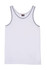 A white men's cotton rib singlet with contrasting stitching and a logo at the neckline.