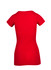 A red women's V-neck T-shirt made of raw cotton, featuring a fitted design and short sleeves.