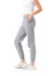 Grey three-layer cotton track pants with side pockets, featuring a fitted design and cuffed ankles.