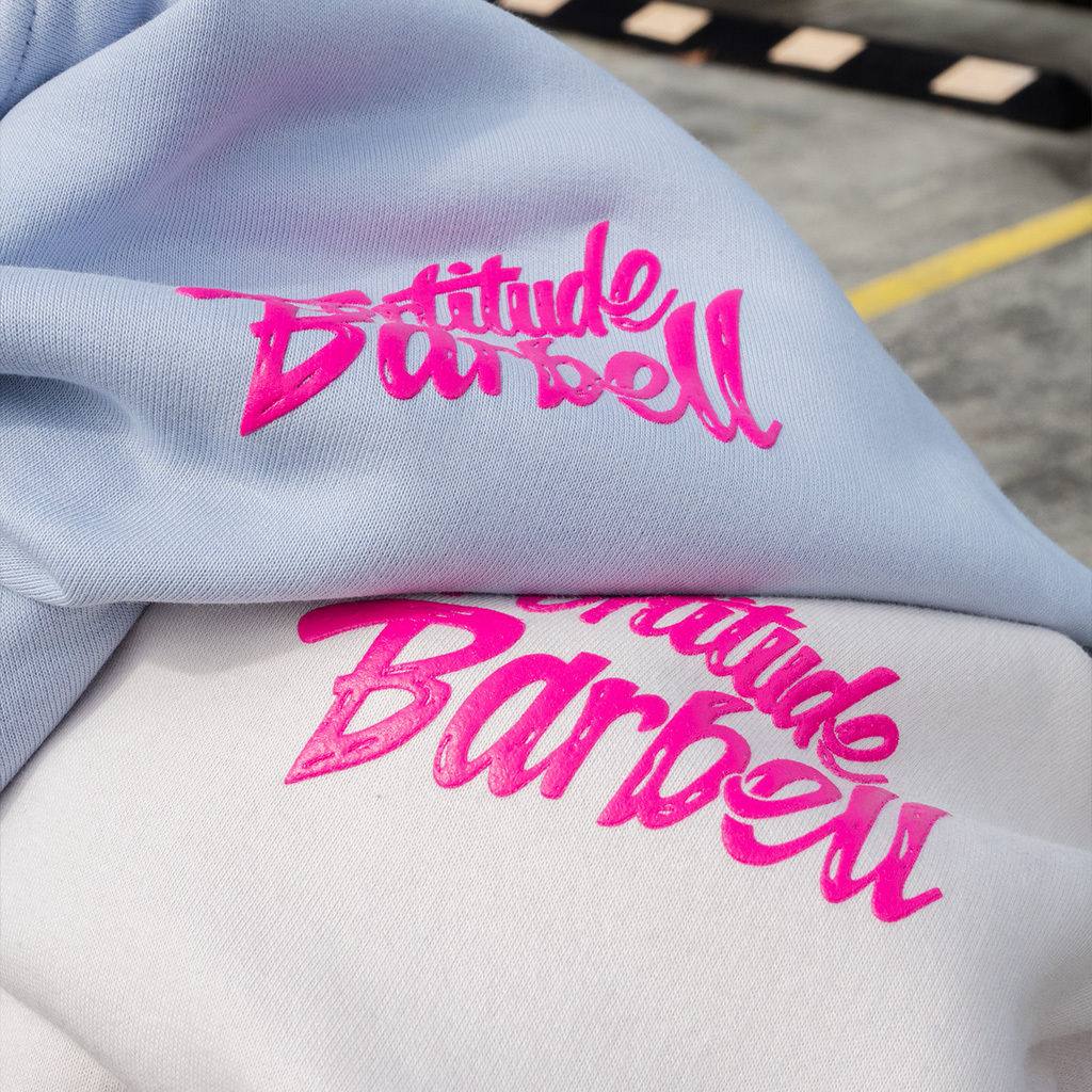 <p>Puff print with magenta pink for Fortitude Barbell</p>