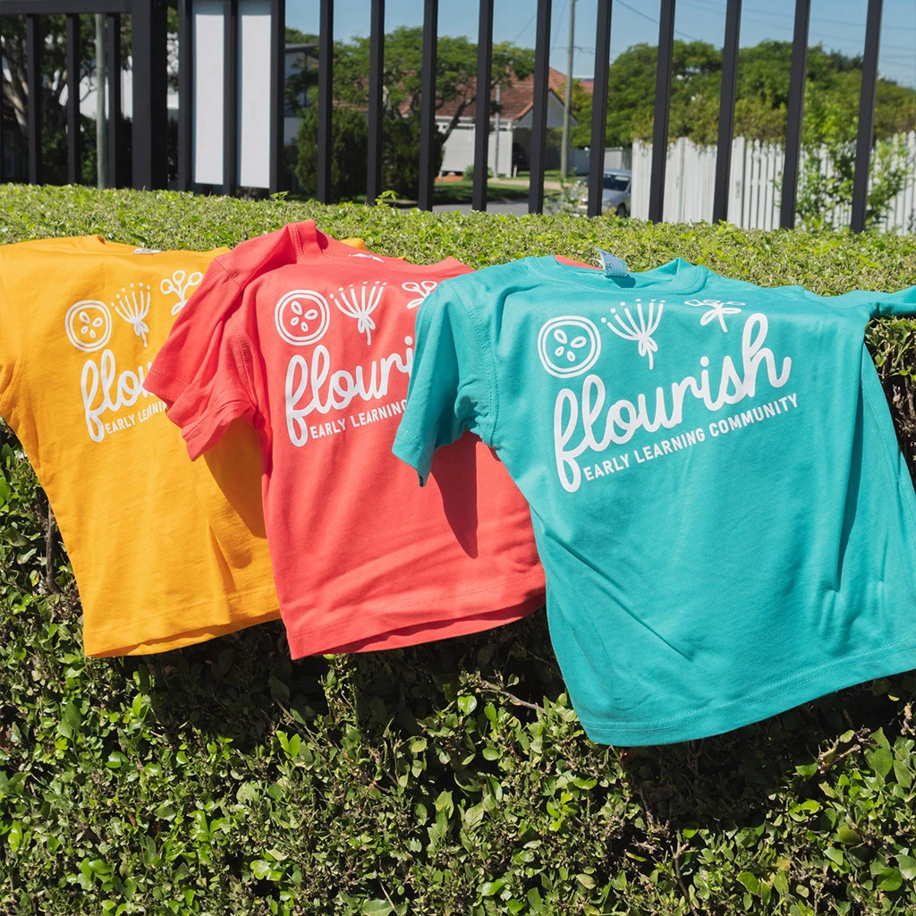 <p>1-colour print for Flourish Early Learning</p>