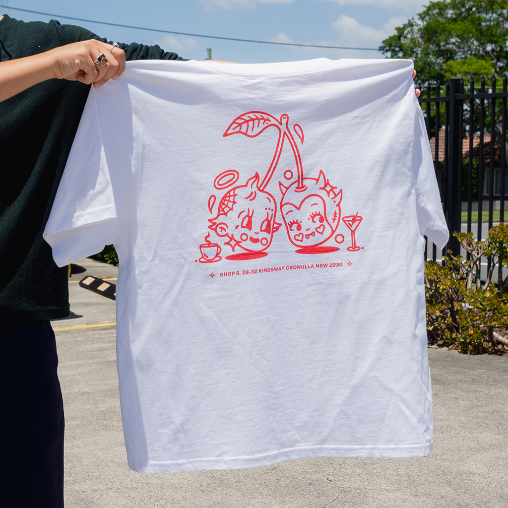 DTG printed t-shirt for Little's cafe