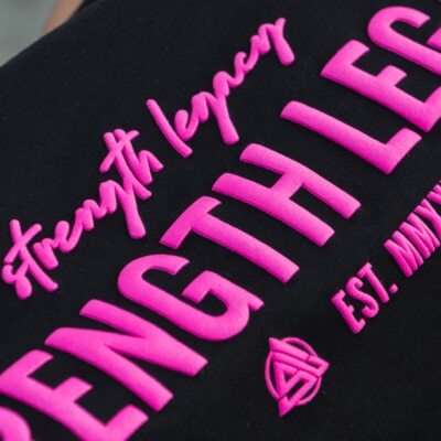 <p>Hot Pink Puff Printing for Strength Legacy</p>