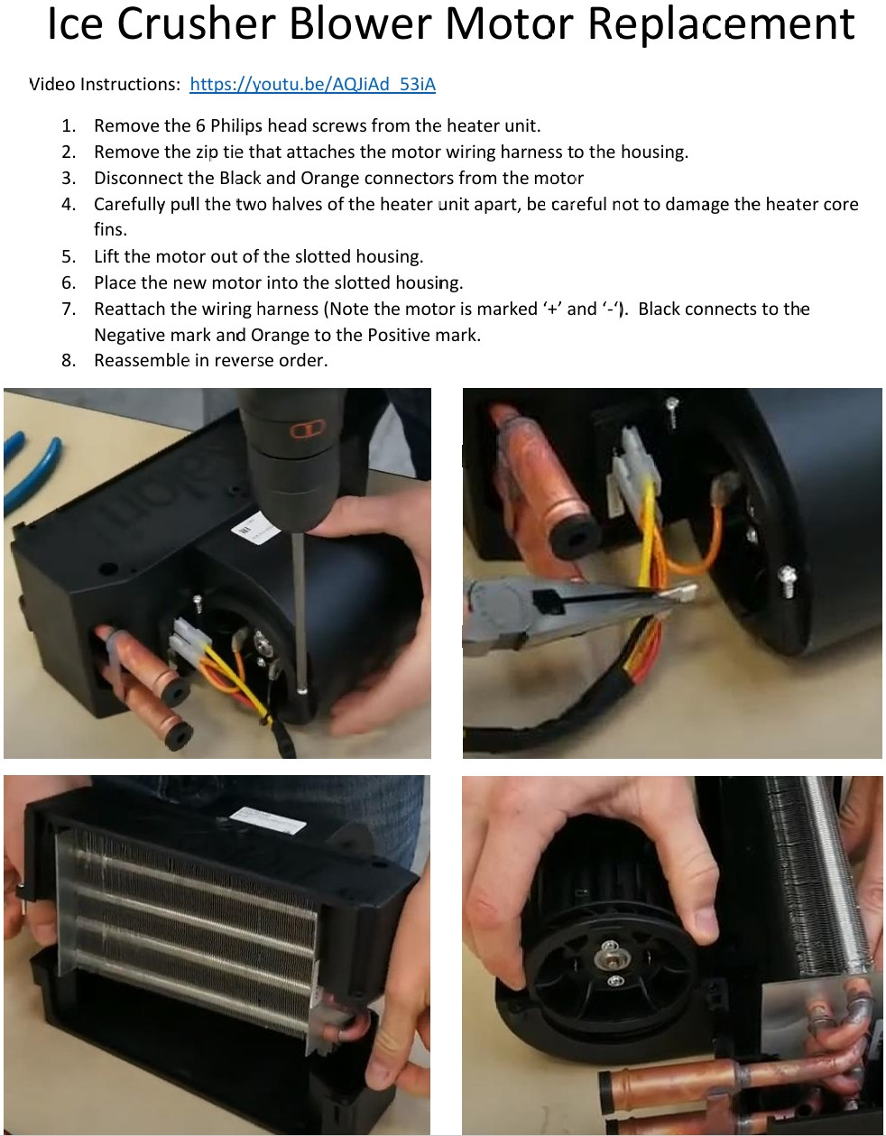 Ice Crusher Replacement Blower Motor