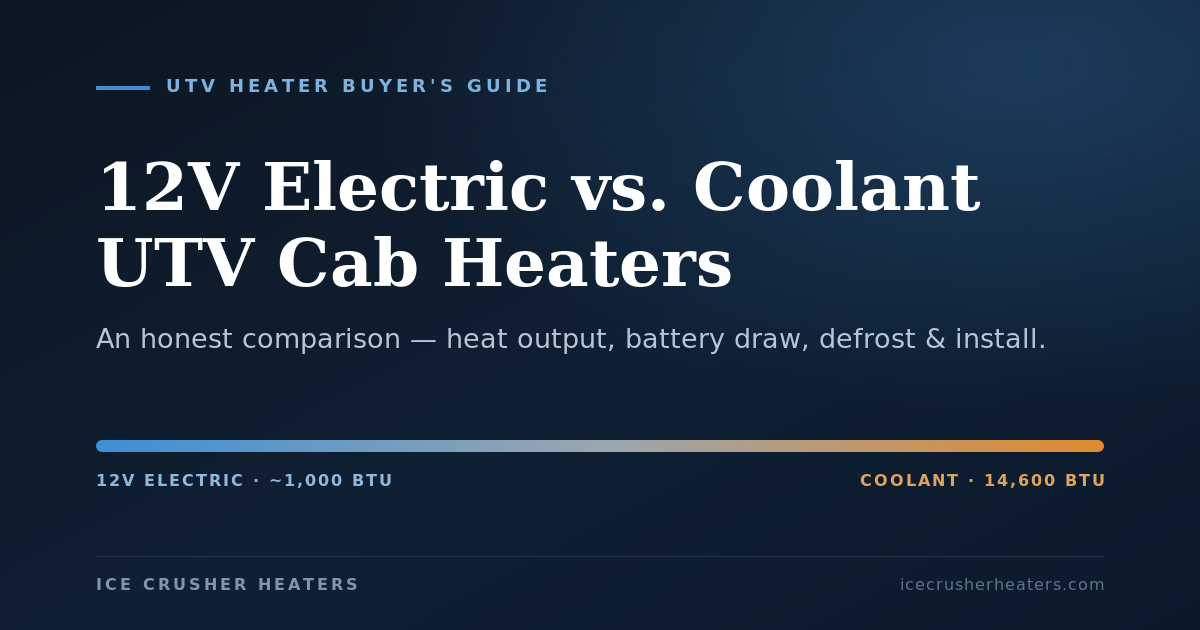 12V electric vs. coolant UTV heater comparison - Ice Crusher Heaters