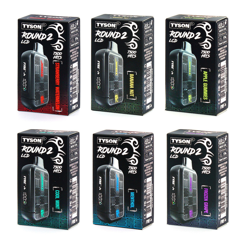 Tyson 2.0 Round 2 Disposable Vape 7500 Puffs - 10 Pack Tyson 2.0 Round 2 Disposable Vape 7500 Puffs - 10 Pack