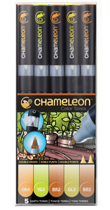 Chameleon Color Tops 5 Pen Set Alcohol Blending Gradient - Earth Tones Set Chameleon Color Tops 5 Pen Set Alcohol Blending Gradient - Earth Tones Set