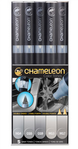 Chameleon Color Tones 5 Pen Set Alcohol Blending Gradient - Gray Colour Tones Chameleon Color Tones 5 Pen Set Alcohol Blending Gradient - Gray Colour Tones