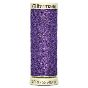 Gutermann Metallic Effect Sewing Thread for Hand and Machine 50m - Purple 571 Gutermann Metallic Effect Sewing Thread for Hand and Machine 50m - Purple 571