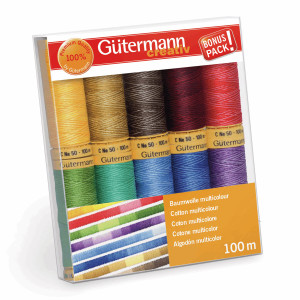 Gutermann 100% Natural Cotton Thread Set 100m Hand and Machine - 10 Assorted Reels Gutermann 100% Natural Cotton Thread Set 100m Hand and Machine - 10 Assorted Reels