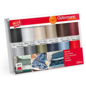 Gutermann 12 Thread Set: 100% Polyester Sew-All - Assorted Colours Gutermann 12 Thread Set: 100% Polyester Sew-All - Assorted Colours