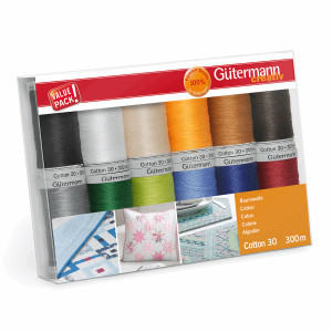 Gutermann 12 Thread Set: 100% Cotton No. 30 - Col 1 Gutermann 12 Thread Set: 100% Cotton No. 30 - Col 1